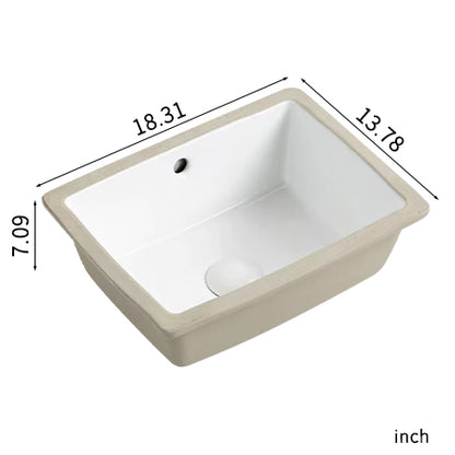 18 Inch White Ceramic Bathroom Sink - Undermount Vessel Sink