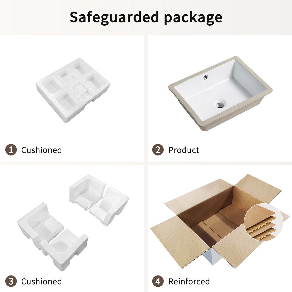 18 Inch White Ceramic Bathroom Sink - Undermount Vessel Sink