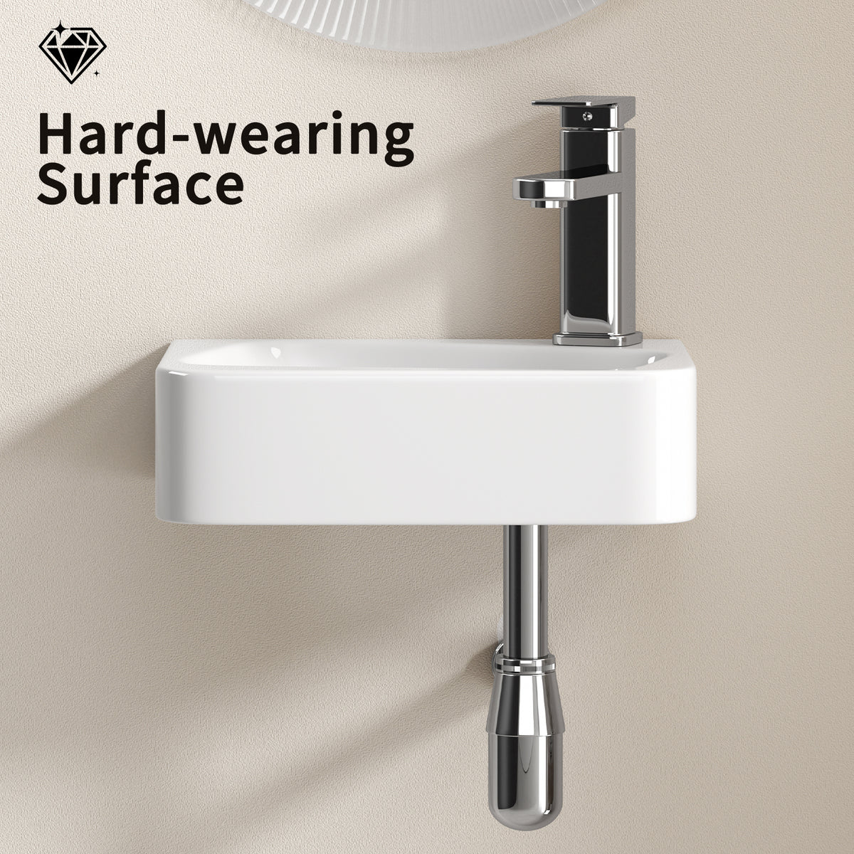 Milk White Wall Mounted Bathroom Sink - 14x10 Vessel Sink