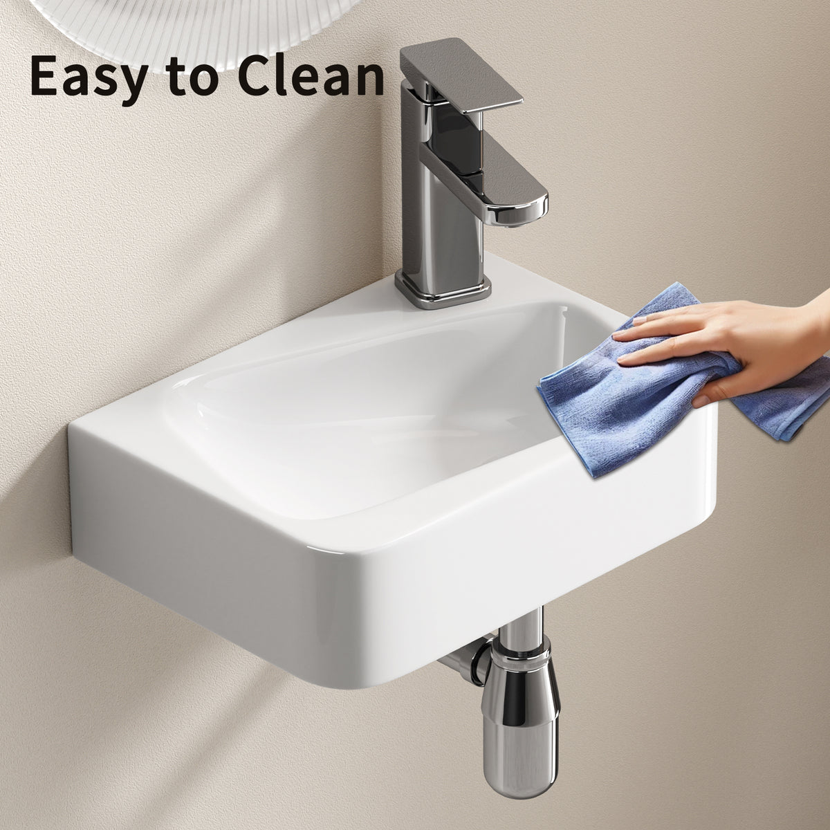 Milk White Wall Mounted Bathroom Sink - 14x10 Vessel Sink