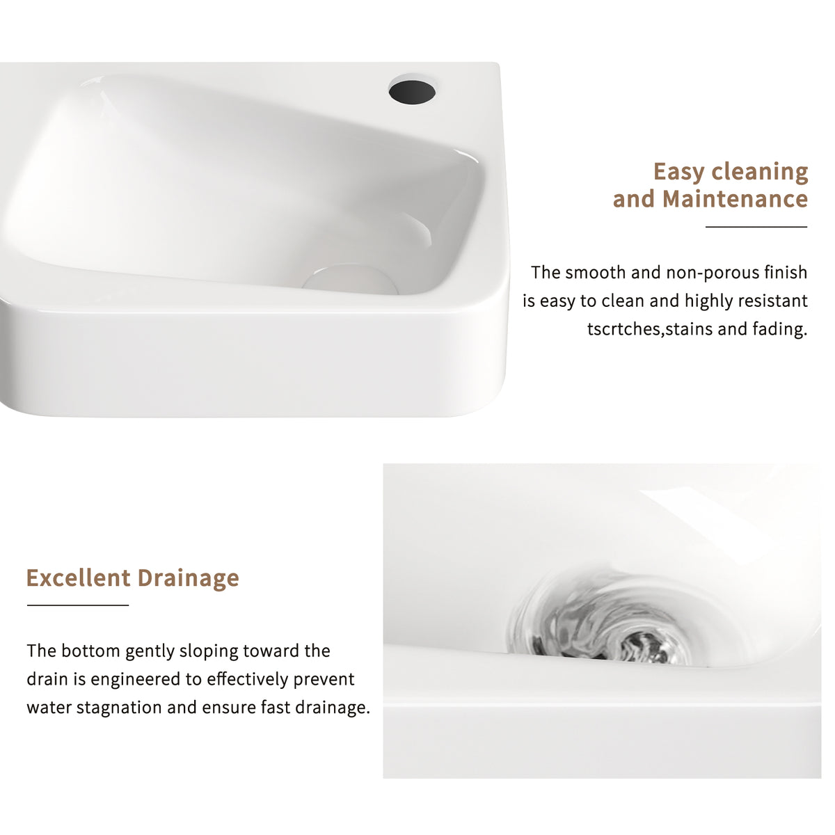 Milk White Wall Mounted Bathroom Sink - 14x10 Vessel Sink