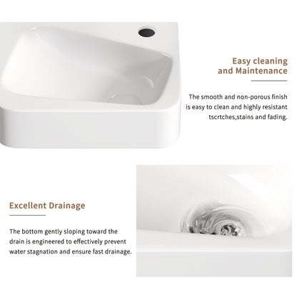 Milk White Wall Mounted Bathroom Sink - 14x10 Vessel Sink