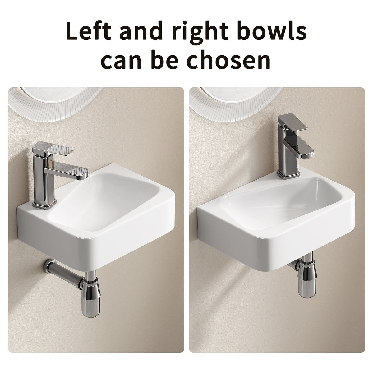 Milk White Wall Mounted Bathroom Sink - 14x10 Vessel Sink