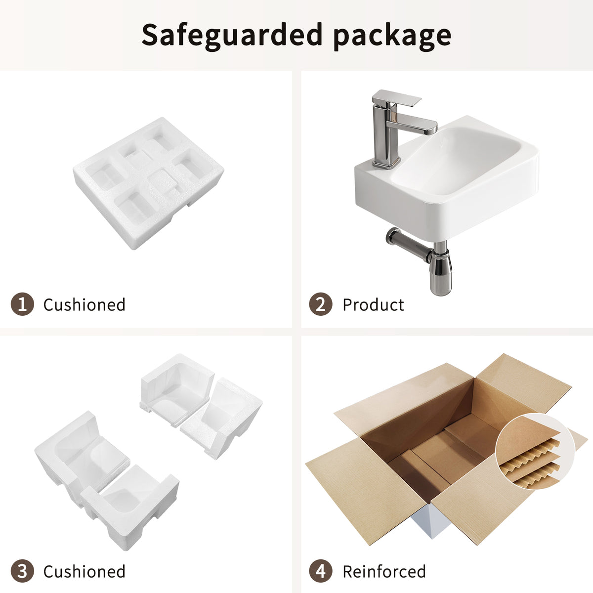 Milk White Wall Mounted Bathroom Sink - 14x10 Vessel Sink