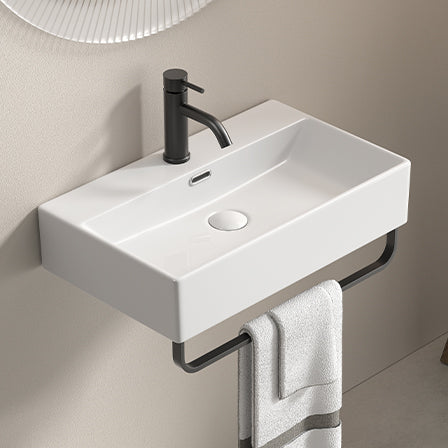 Small White Ceramic Vessel Sink - Wall Mount Bathroom Vanity