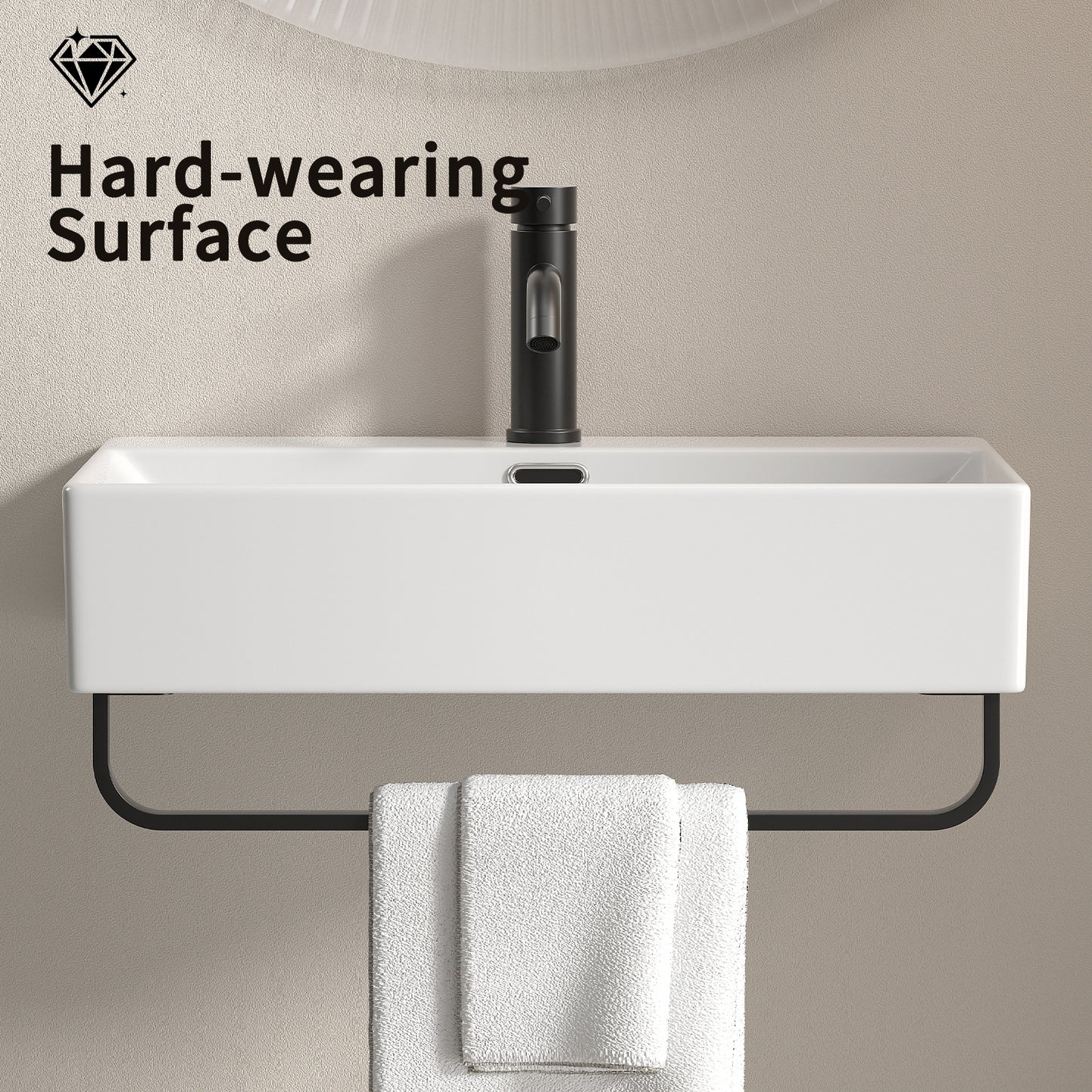 Small White Ceramic Vessel Sink - Wall Mount Bathroom Vanity