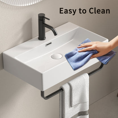 Small White Ceramic Vessel Sink - Wall Mount Bathroom Vanity