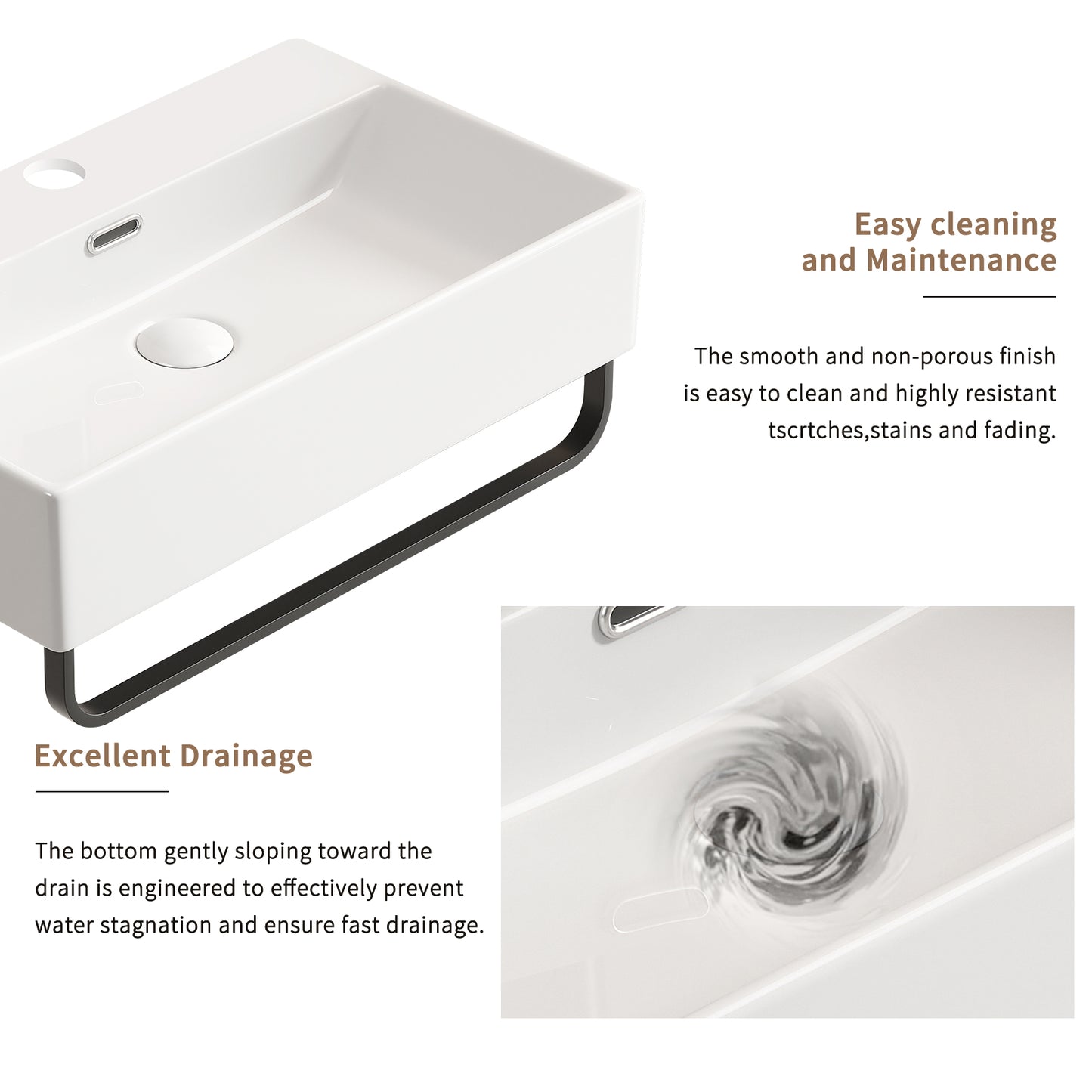 Small White Ceramic Vessel Sink - Wall Mount Bathroom Vanity
