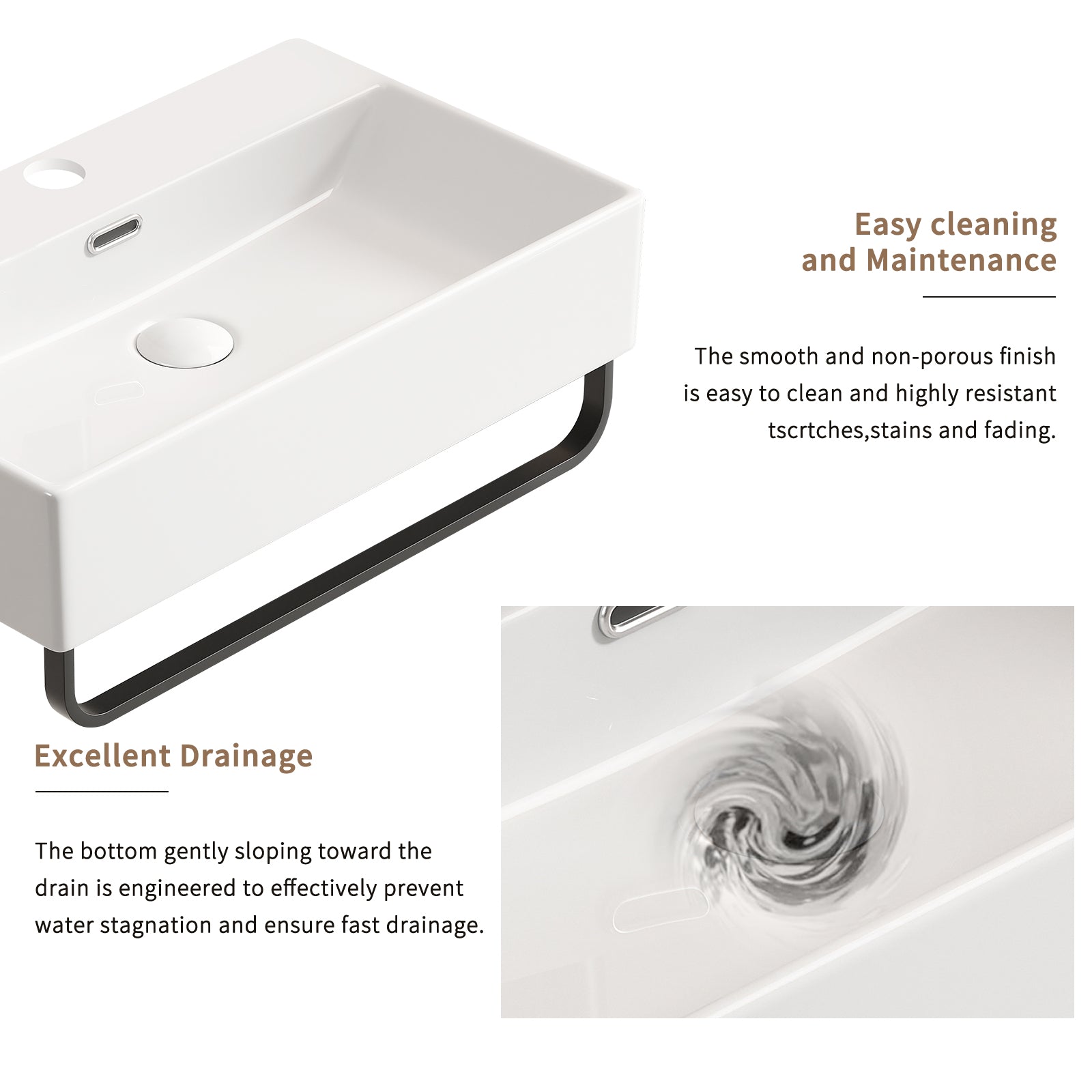 Small White Ceramic Vessel Sink - Wall Mount Bathroom Vanity