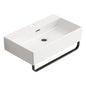 White Vessel Sink, Small Vessel Sink for Bathrooms with Towel Rack, Small Wall Mount Bathroom Sink with Faucet Hole
