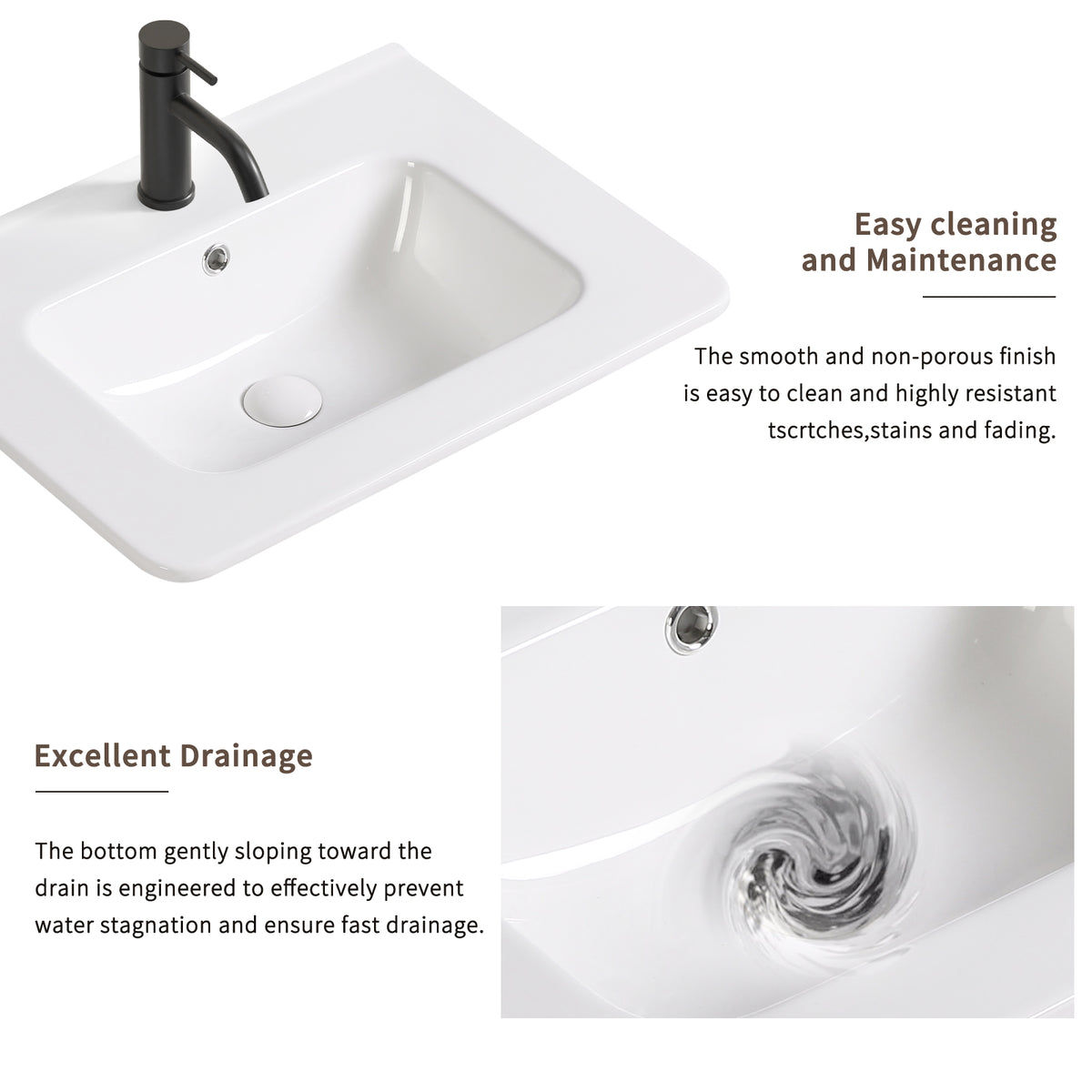 Milk White Ceramic Bathroom Vanity Sink - Storage Focused