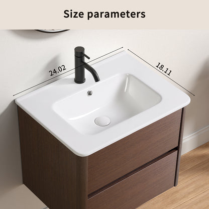 Milk White Ceramic Bathroom Vanity Sink - Storage Focused
