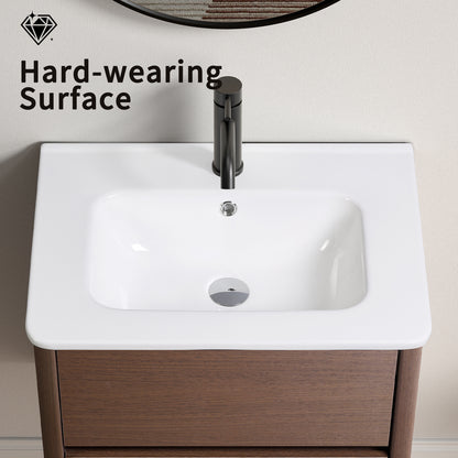 Milk White Ceramic Bathroom Vanity Sink - Storage Focused