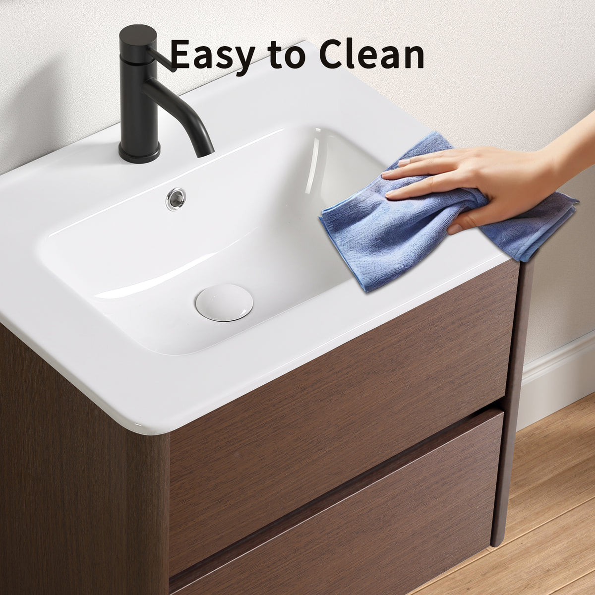 Milk White Ceramic Bathroom Vanity Sink - Storage Focused