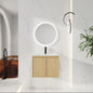 24" Floating Bathroom Vanity with Sink, Wall-Mounted Modern Light Oak Cabinet, Thin Edge Ceramic Basin, Soft-Close Doors, Space-Saving Storage, Easy Installation