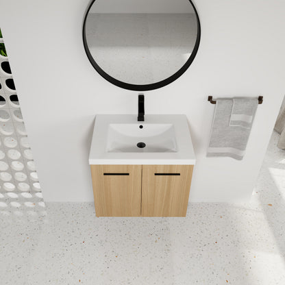 Light Oak Bathroom Vanity - Wall Mounted Storage