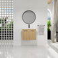 24" Floating Bathroom Vanity with Sink, Light Oak Plywood Cabinet, Wall-Mounted Double Door Storage, Includes Resin Sink Top (2-Piece Set)