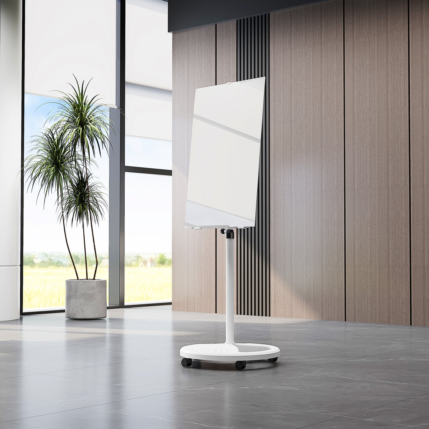 Adjustable Height Whiteboard - 36' x 24' Tempered Glass for Living Room
