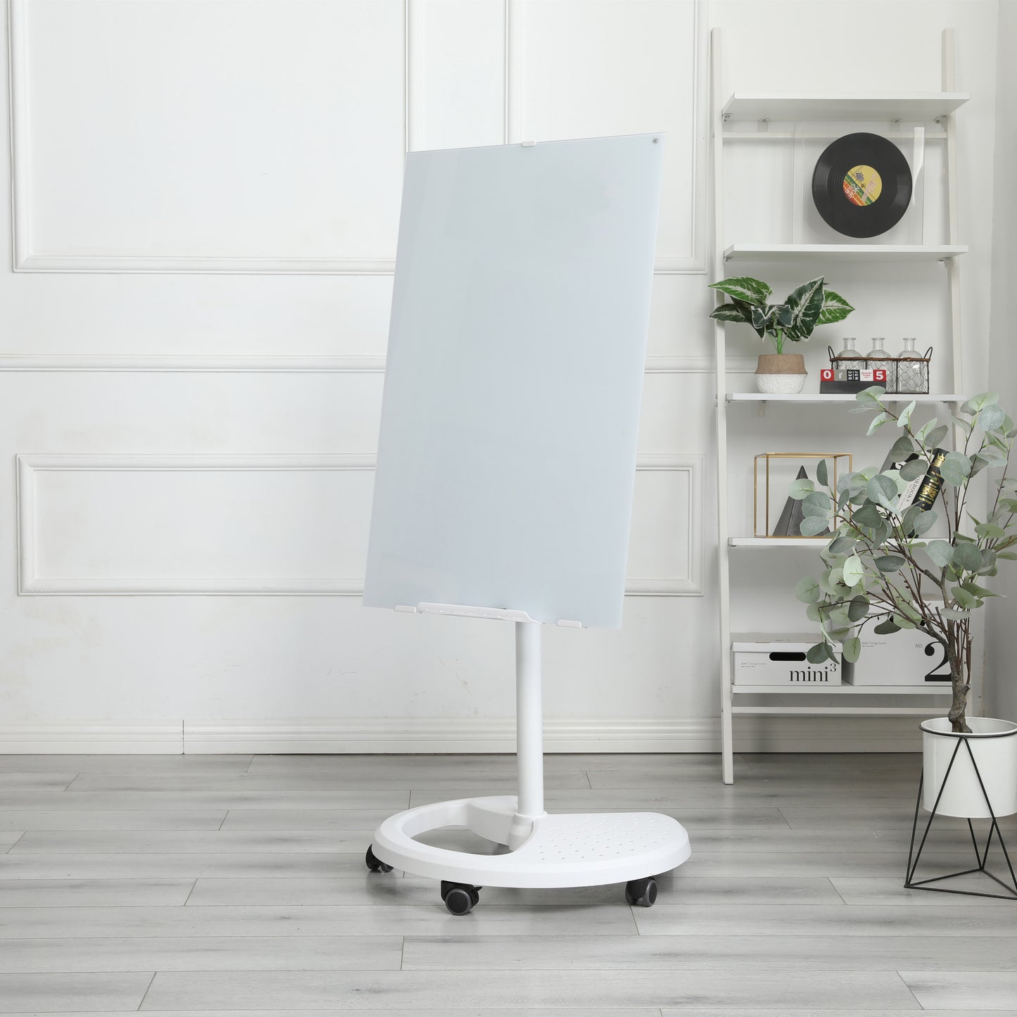 Adjustable Height Whiteboard - 36' x 24' Tempered Glass for Living Room