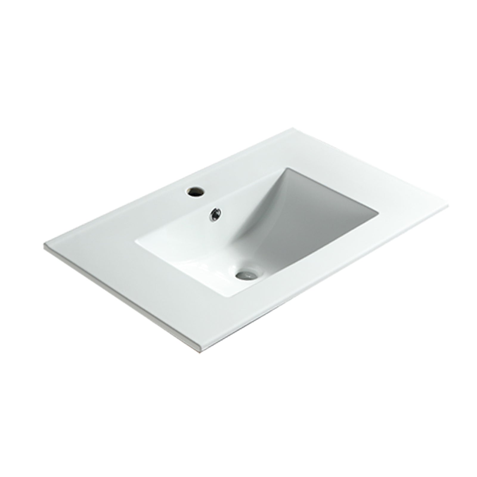 30" Ceramic Bathroom Vanity Top - White Basin Storage
