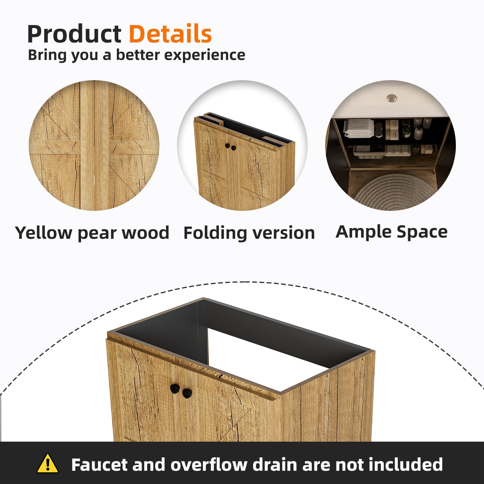 Dark Yellow MDF Bathroom Vanity Cabinet - 30 Inch