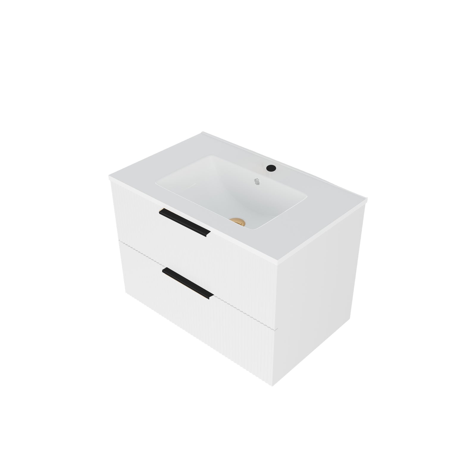 30 Inch White Bathroom Vanity - Wall Mounted MDF