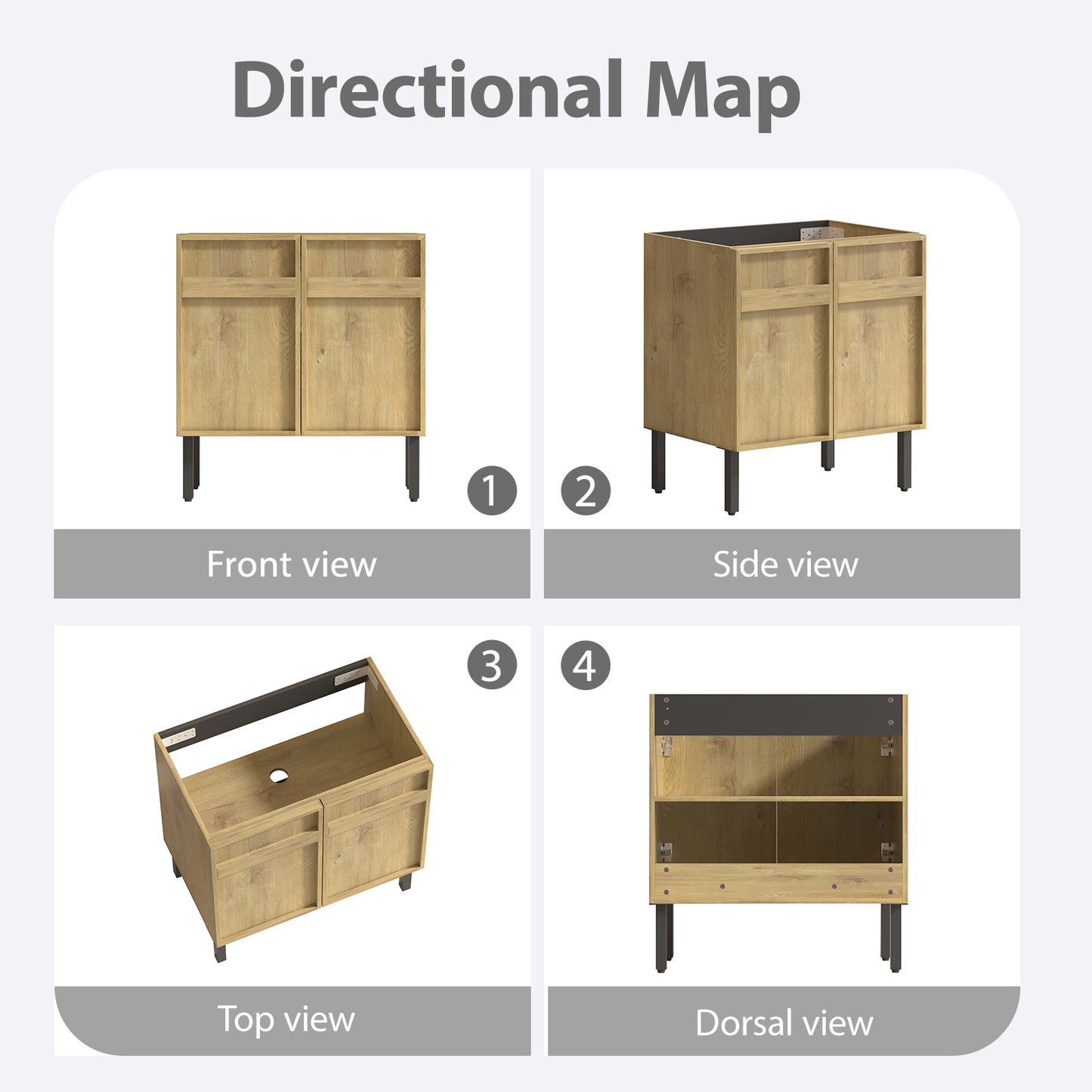 30 Inch Oak Bathroom Vanity with Grooved Panels & Sink