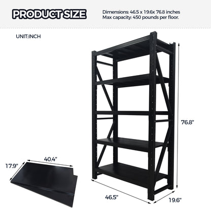 5-Tier Metal Garage Shelving Unit - Black