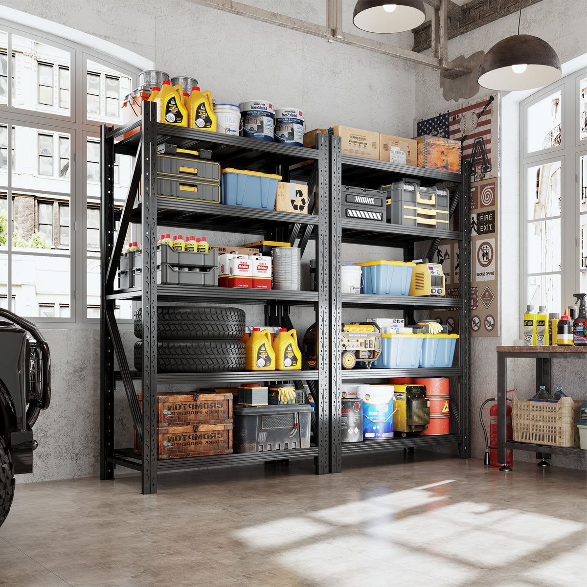 5-Tier Metal Garage Shelving Unit - Black