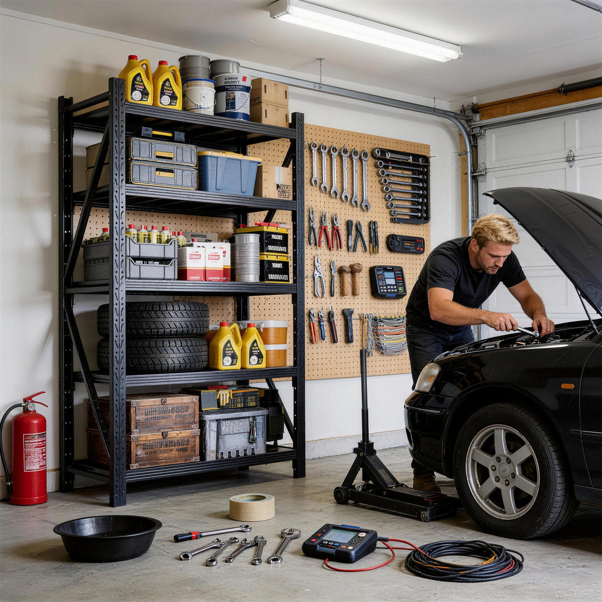 5-Tier Metal Garage Shelving Unit - Black