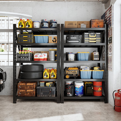5-Tier Metal Garage Shelving Unit - Black