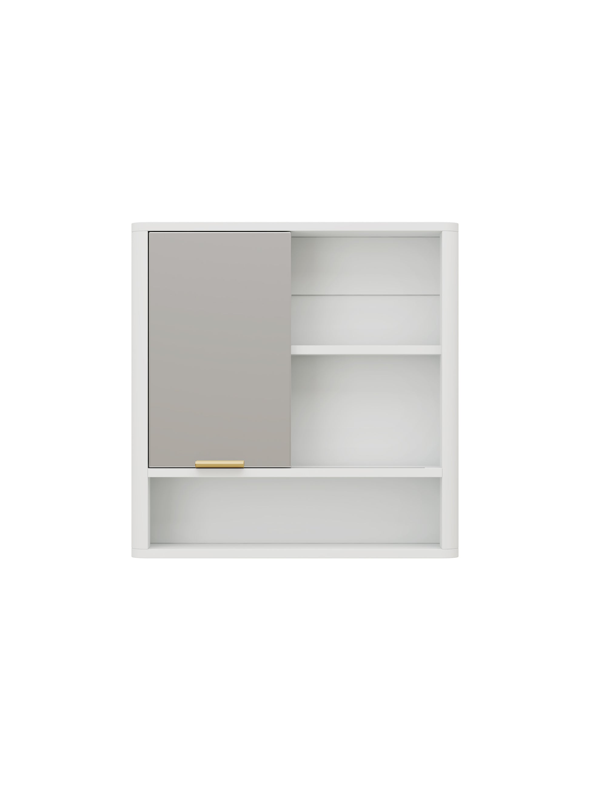 Wall Mounted Bathroom Mirror Cabinet - White MDF Storage