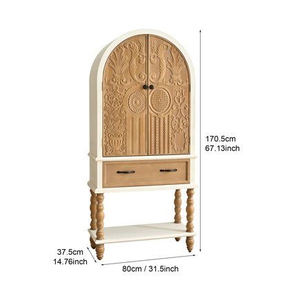 Rustic Fir Wood Cabinet - 31.5" Freestanding Storage