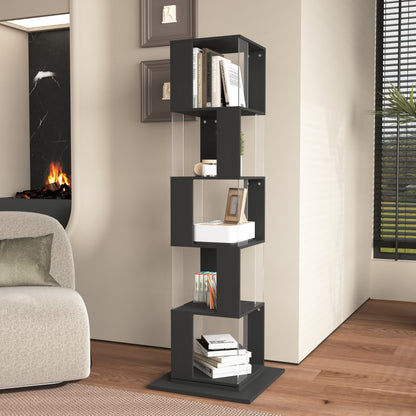 360° Rotating Black Particle Board Display Shelf for Living Room Storage