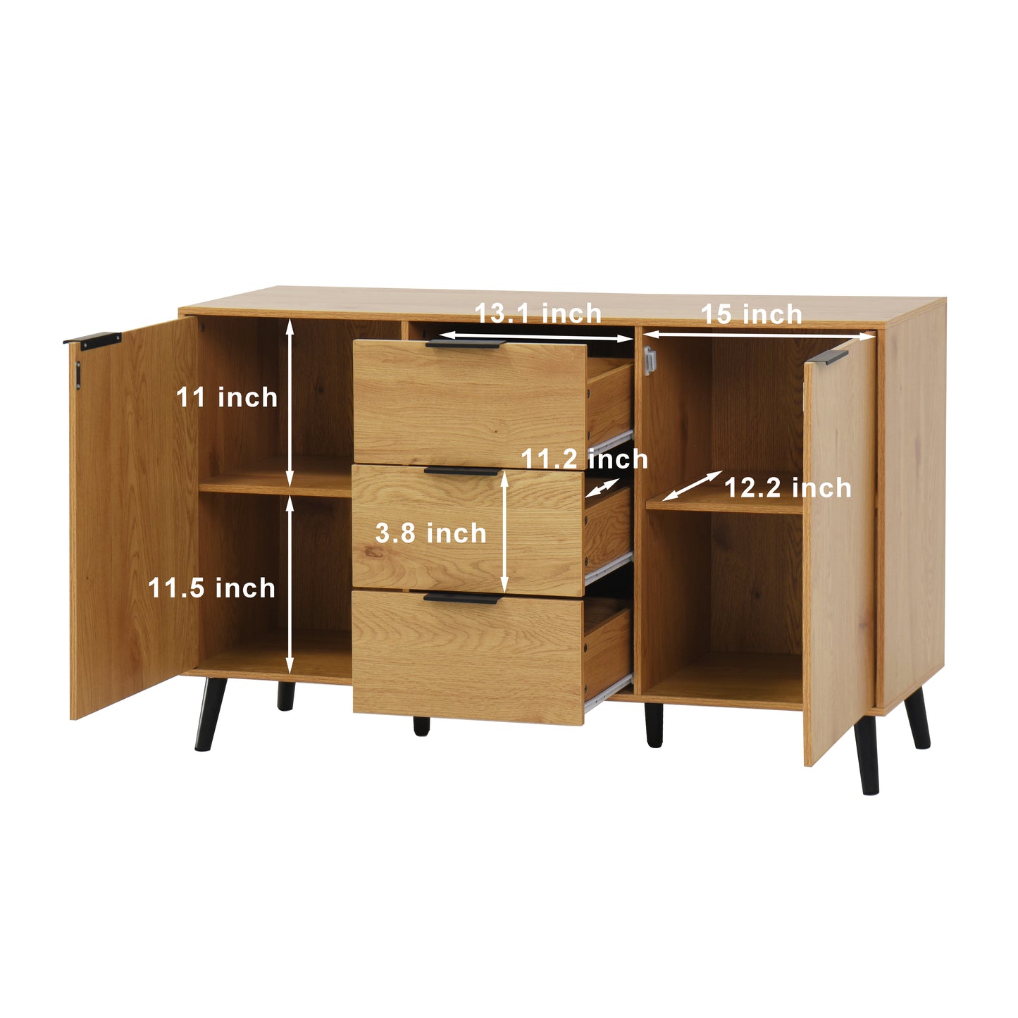 Natural Particle Board Sideboard Cabinet - 47.2" Storage Buffet for Living Room
