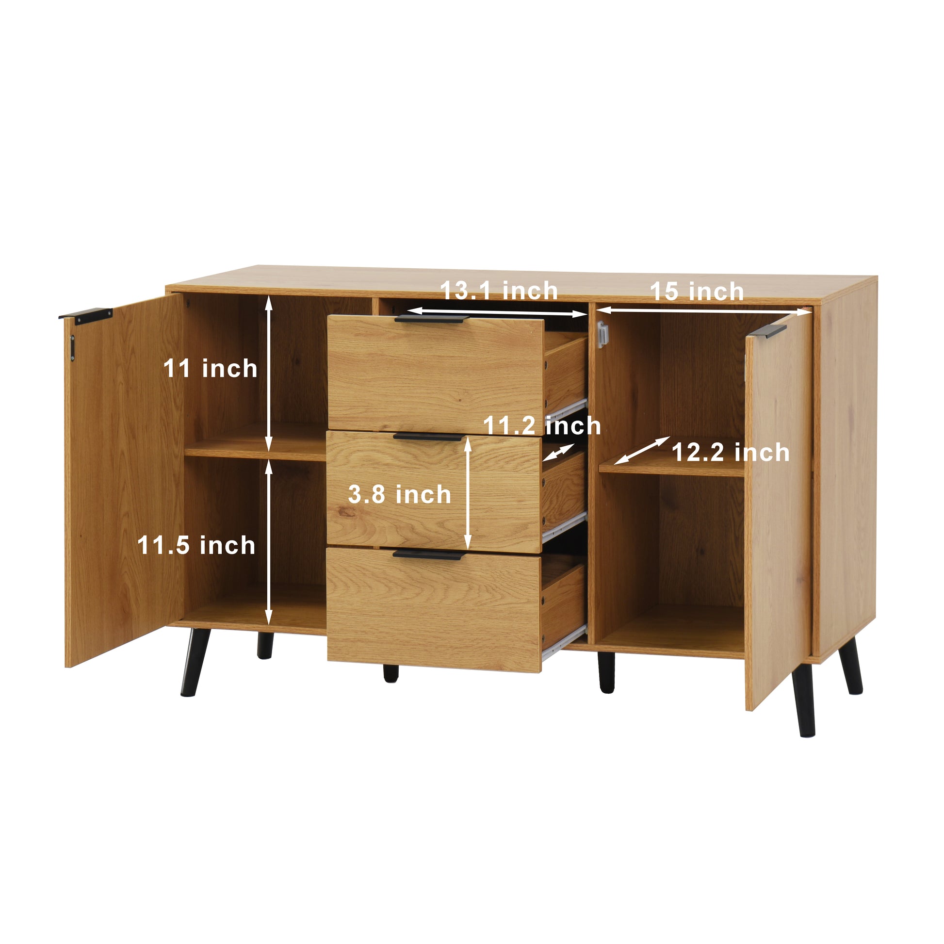 Natural Particle Board Sideboard Cabinet - 47.2" Storage Buffet for Living Room