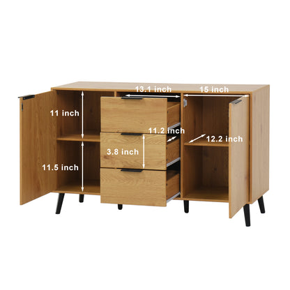 Natural Particle Board Sideboard Cabinet - 47.2" Storage Buffet for Living Room