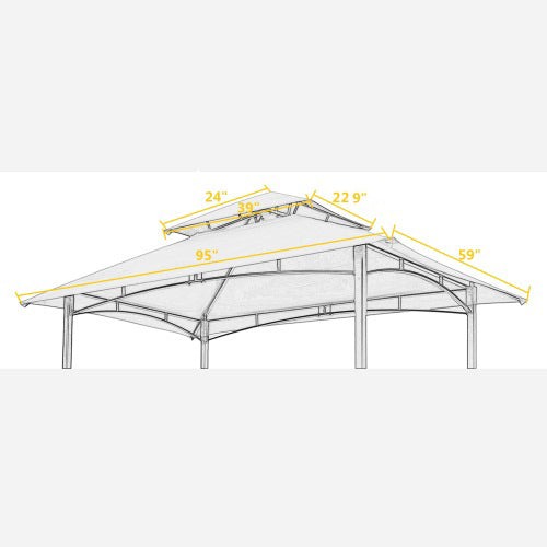 8x5Ft Grill Gazebo Replacement Canopy - Gray Fabric