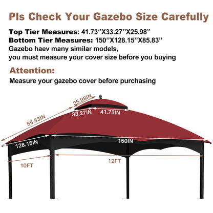 Burgundy Fabric Gazebo Canopy Replacement Top - 10x12