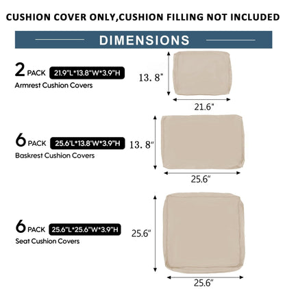 Red Polyester Outdoor Cushion Covers 14 Piece Set for Wicker Rattan Sofa