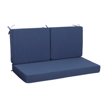 Outdoor Loveseat Cushion Set 48X24X4.5inch Deep Seat Cushions for Patio Furniture, Waterproof Replacement Patio Chair Cushions Set of 2, Double seat Navy Blue (1xseat+2Xback cushion)