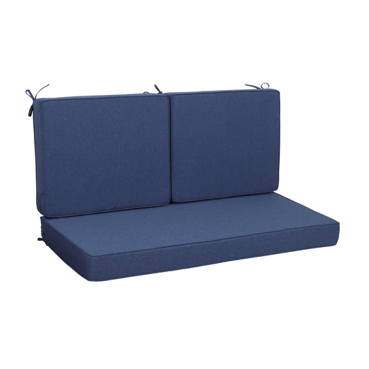 Outdoor Loveseat Cushion Set 48X24X4.5inch Deep Seat Cushions for Patio Furniture, Waterproof Replacement Patio Chair Cushions Set of 2, Double seat Navy Blue (1xseat+2Xback cushion)
