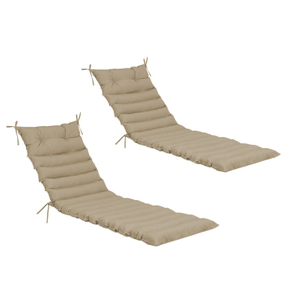 NEW 2PCS Set Outdoor Lounge Chair Cushion Replacement Patio Funiture Seat Cushion Chaise Lounge Cushion-Khaki