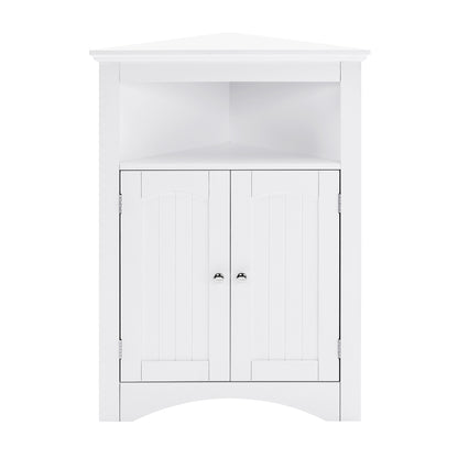 White MDF Corner Cabinet - 24" x 12" x 32" Storage for Living Room