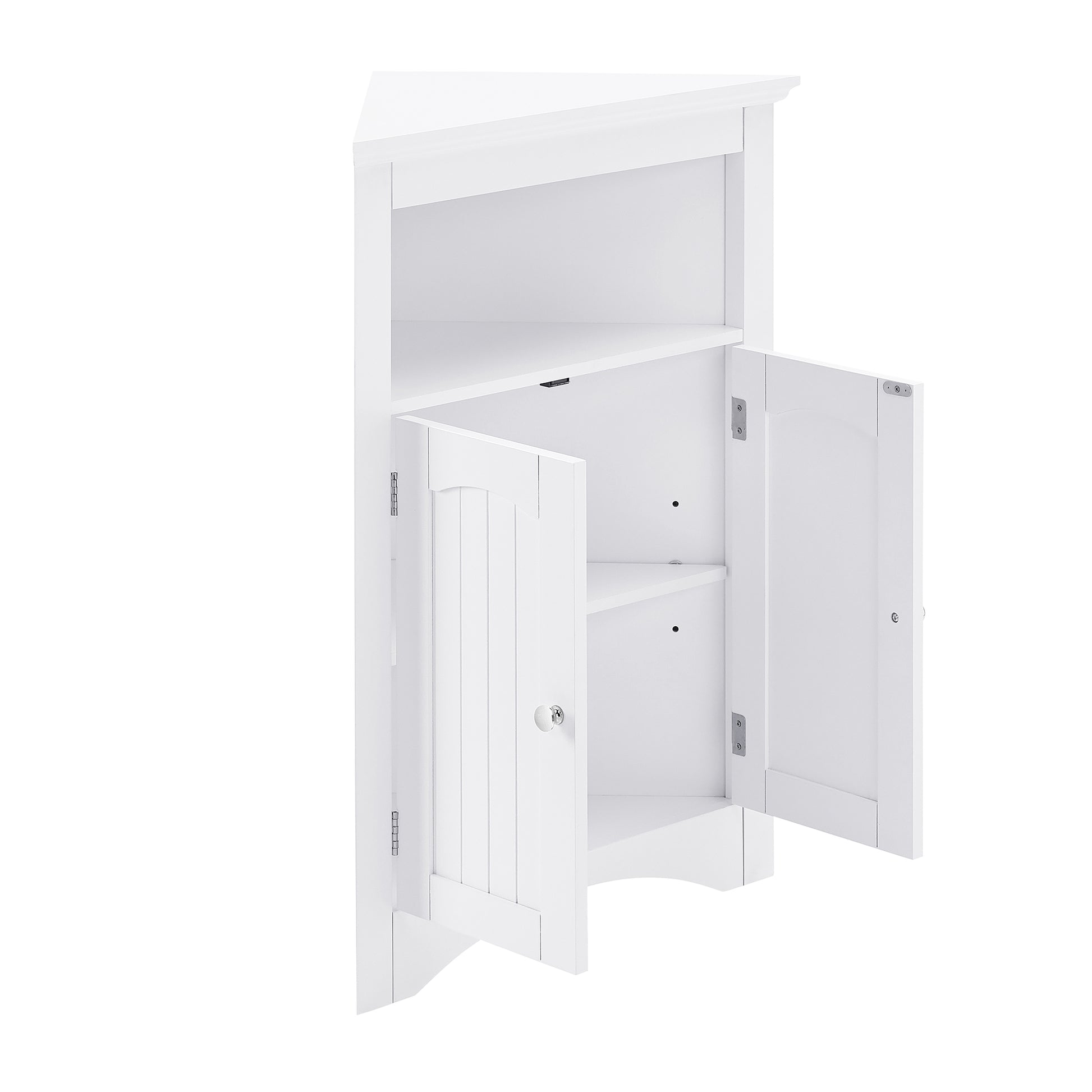 White MDF Corner Cabinet - 24" x 12" x 32" Storage for Living Room