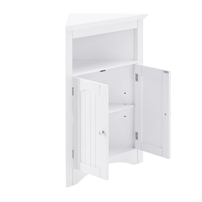 White MDF Corner Cabinet - 24" x 12" x 32" Storage for Living Room