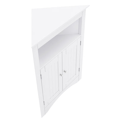 White MDF Corner Cabinet - 24" x 12" x 32" Storage for Living Room