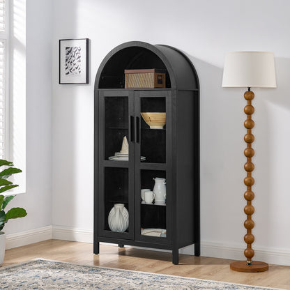 Black MDF Adjustable Height Cabinet - Bedroom Storage for Living Room