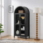 Black MDF Adjustable Height Cabinet - Bedroom Storage for Living Room