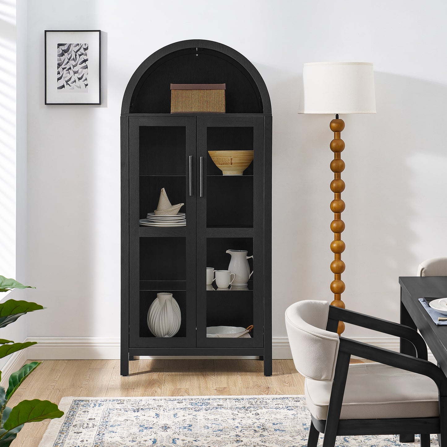 Black MDF Adjustable Height Cabinet - Bedroom Storage for Living Room